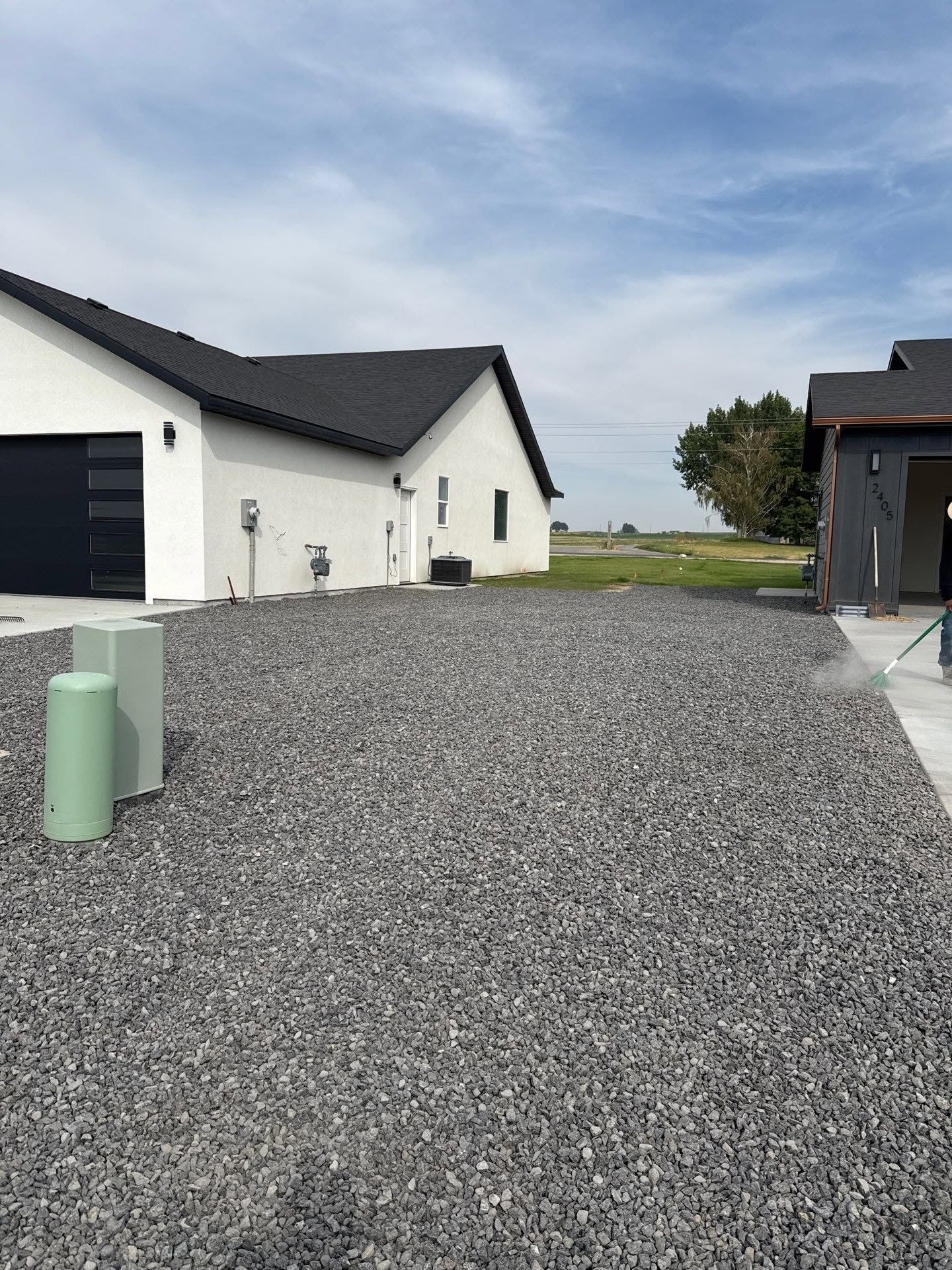 Gravel yard and driveway at a new Jerome home